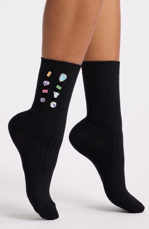Be Jeweled Crystal Embellished Socks