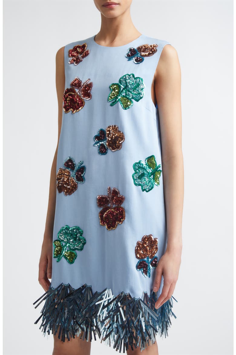 Sequin Fringe Sleeveless Shift Dress, Alternate, color, 00B21 LIGHT BLUE