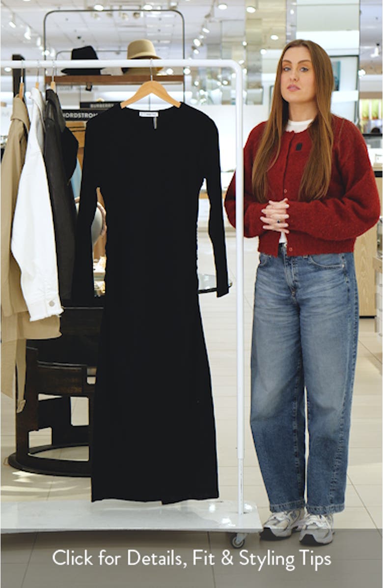 Long Sleeve Stretch Cotton Midi Dress, sales video thumbnail