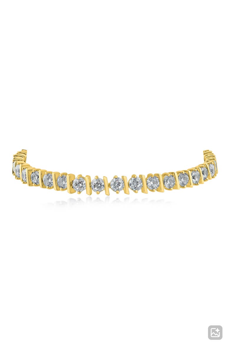 Cubic Zirconia Bar Tennis Bracelet, Main, color, GOLD PLATED BRASS