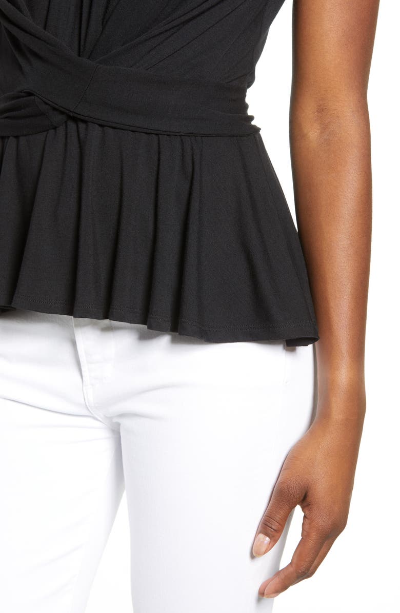 Loveappella Wrap Tie Back Peplum Top, Alternate, color, 