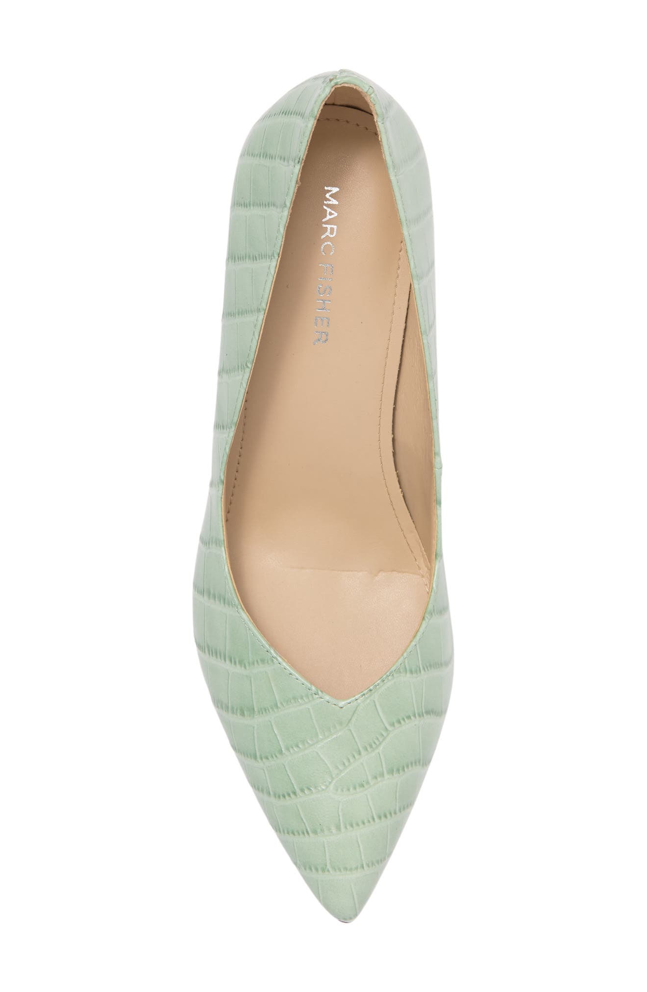 Caitlin Block Heel Pump, Alternate, color, LGNLE/330. GREEN CROCO LEATHER