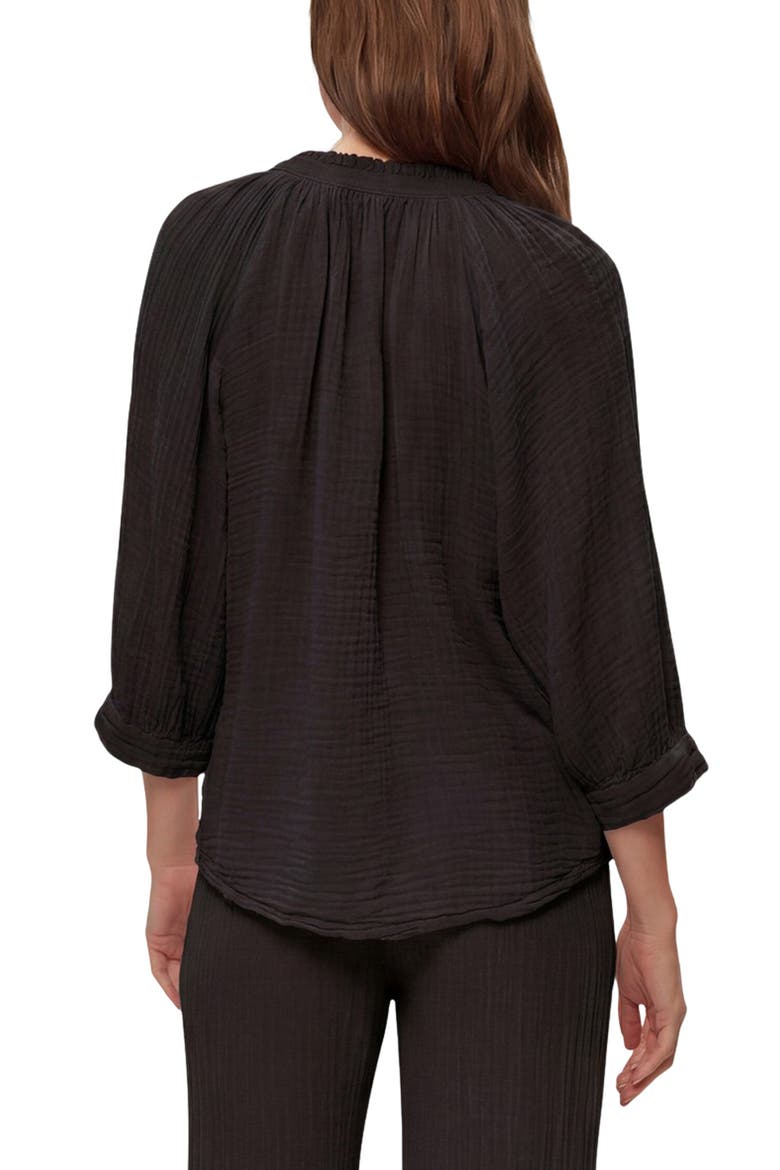 Kali Ruffle Neck Top, Alternate, color, BLACK