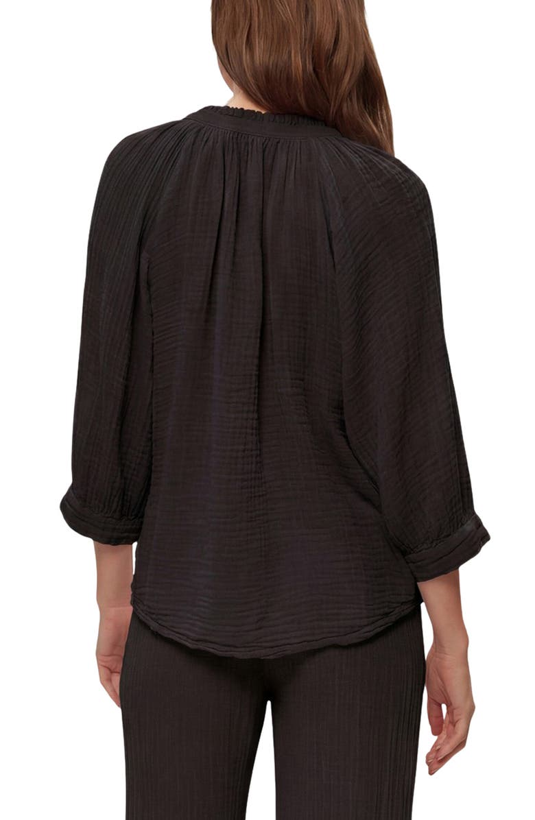 Michael Stars Kali Ruffle Neck Top, Alternate, color, Black