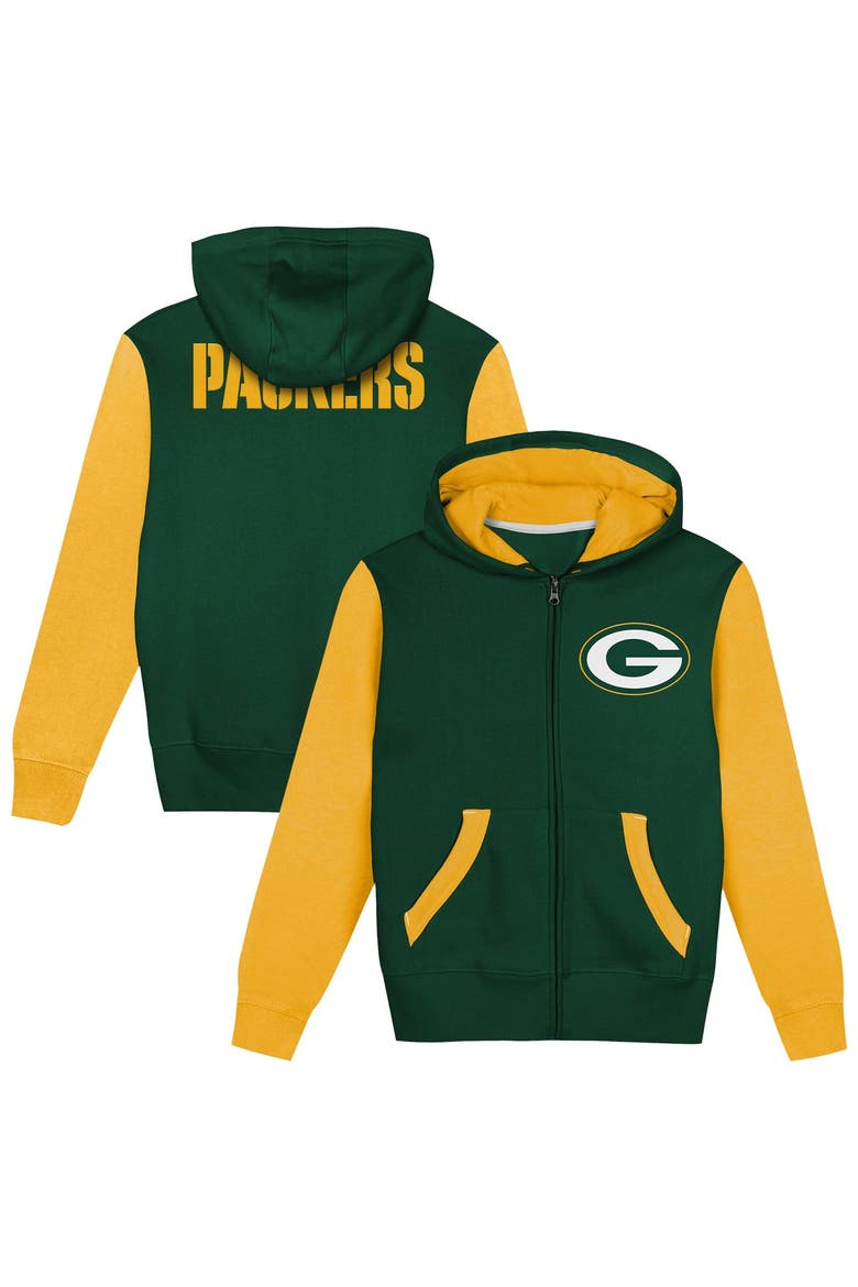 Toddler Outerstuff  Green/Gold Green Bay Packers Stadium Colorblock Full-Zip Hoodie, Main, color, Green