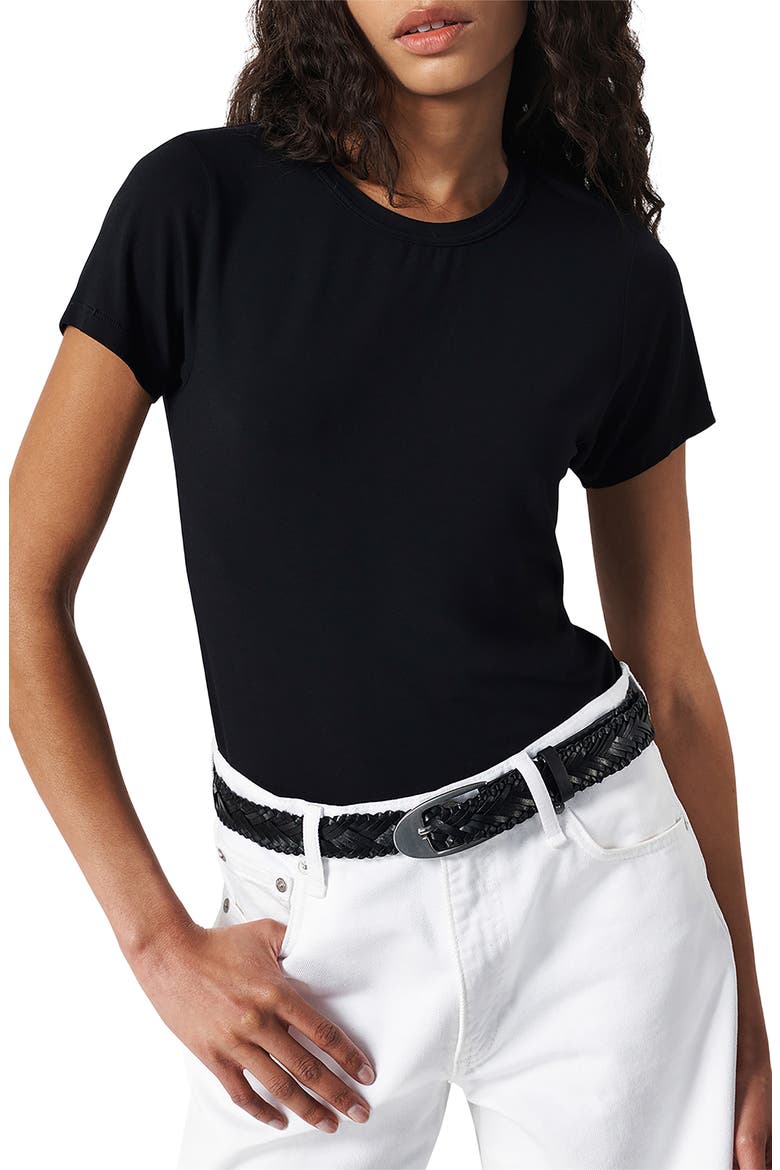 Gemma Woven Leather Belt, Alternate, color, BLACK