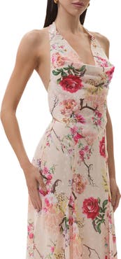 AFRM Dudley Floral Halter Clip Dot Chiffon Top