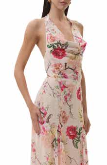 AFRM Dudley Floral Halter Clip Dot Chiffon Top