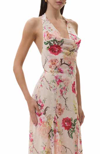 AFRM Dudley Floral Halter Clip Dot Chiffon Top