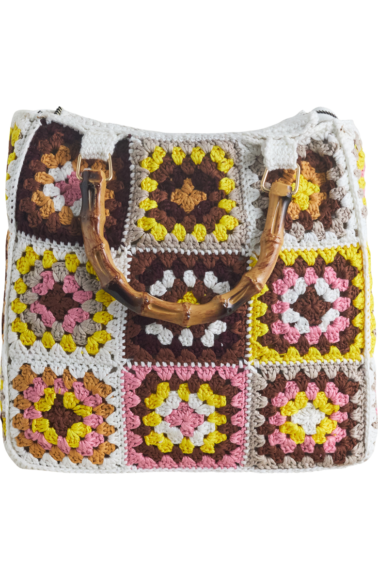 Solomon & Sage Granny Square Crochet Tote Bag, Main, color, Brown
