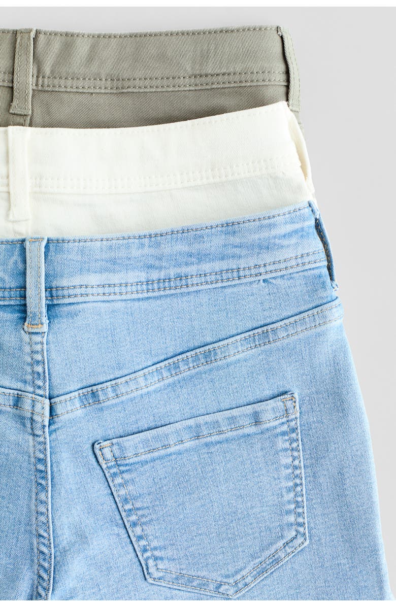 H&M 3-pack denim shorts, Alternate, color, Light Denim Blue/Khaki Green