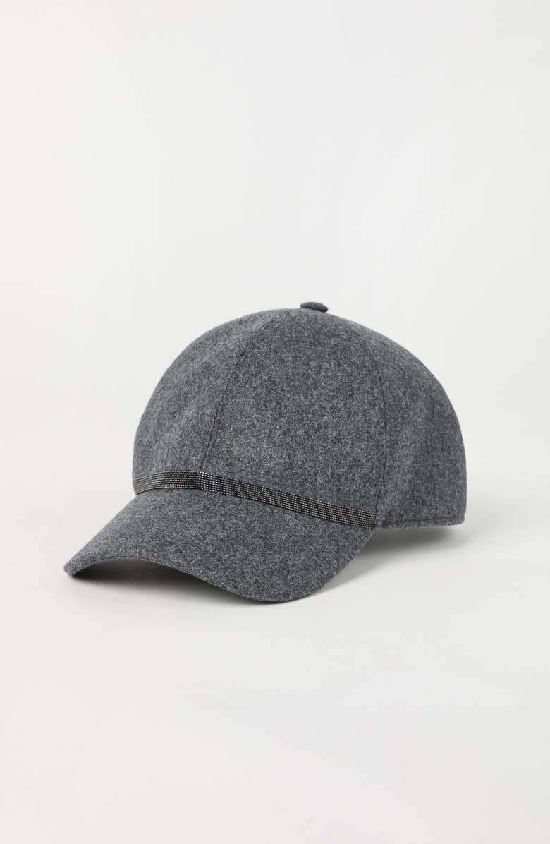 Brunello Cucinelli Baseball Cap with monili, Alternate, color, Dark Grey