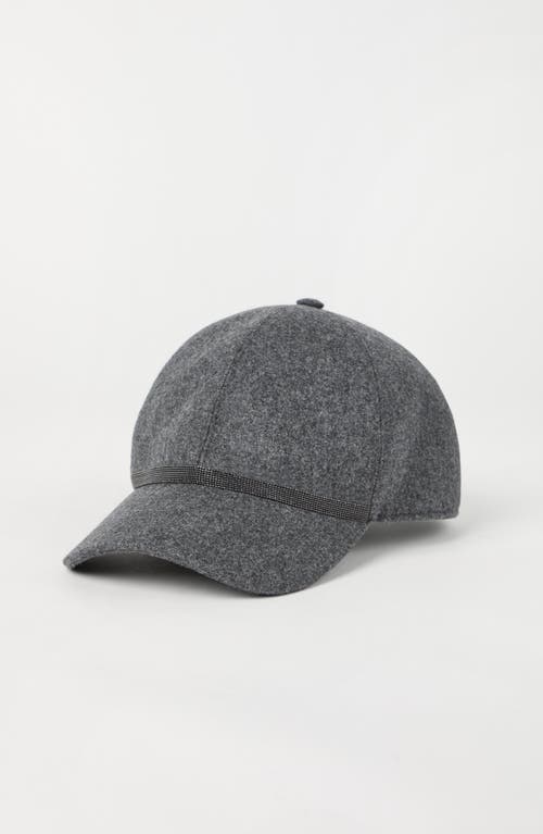 Brunello Cucinelli Baseball Cap With Monili In Gray