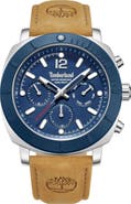 Timberland Pyperville Multifunction Leather Strap Watch, 45mm