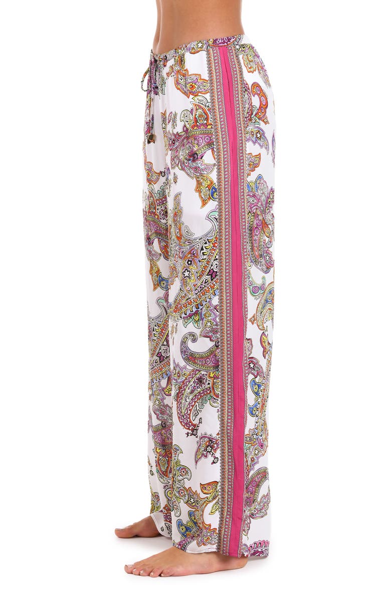 L'AGENCE Geraldine Wide Leg Cover-Up Pants, Alternate, color, White Multi