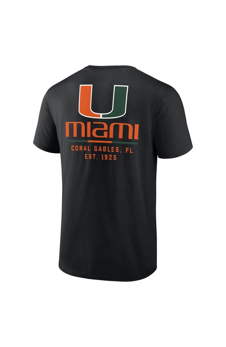 FANATICS Men's Fanatics Branded Black Miami Hurricanes Game Day 2-Hit T-Shirt, Alternate, color, 