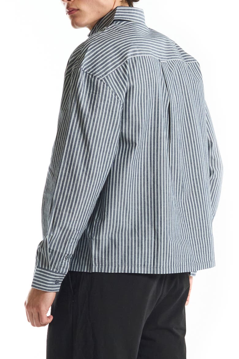 Off Court Boxy Fit Stripe Cotton Button-Up Shirt, Alternate, color, NAVY
