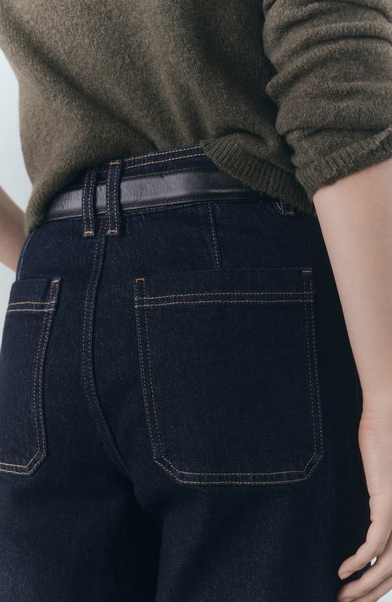 MANGO Catherin Raw Hem High Waist Wide Leg Culotte Jeans, Alternate, color, Open Blue