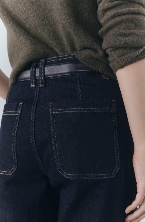 Shop Mango Catherin Raw Hem High Waist Wide Leg Culotte Jeans In Open Blue