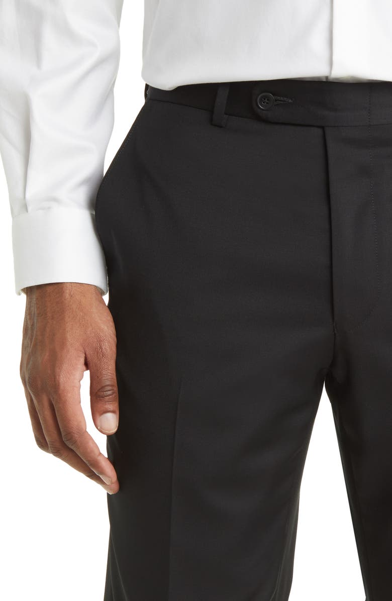Peter Millar Harker Flat Front Stretch Wool Twill Dress Pants, Alternate, color, Black