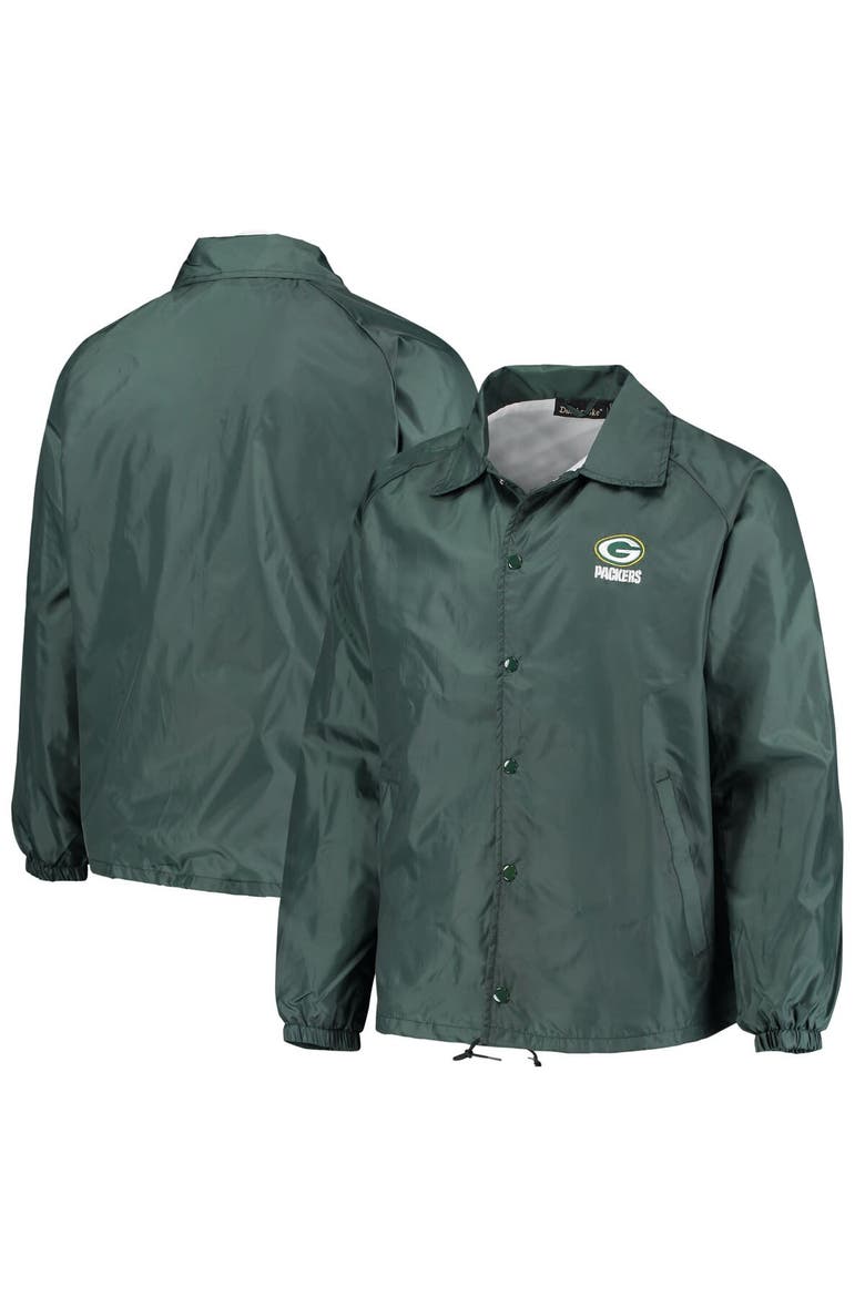 Men's Green Green Bay Packers Coaches Classic Raglan Full-Snap Windbreaker Jacket, Main, color, Green