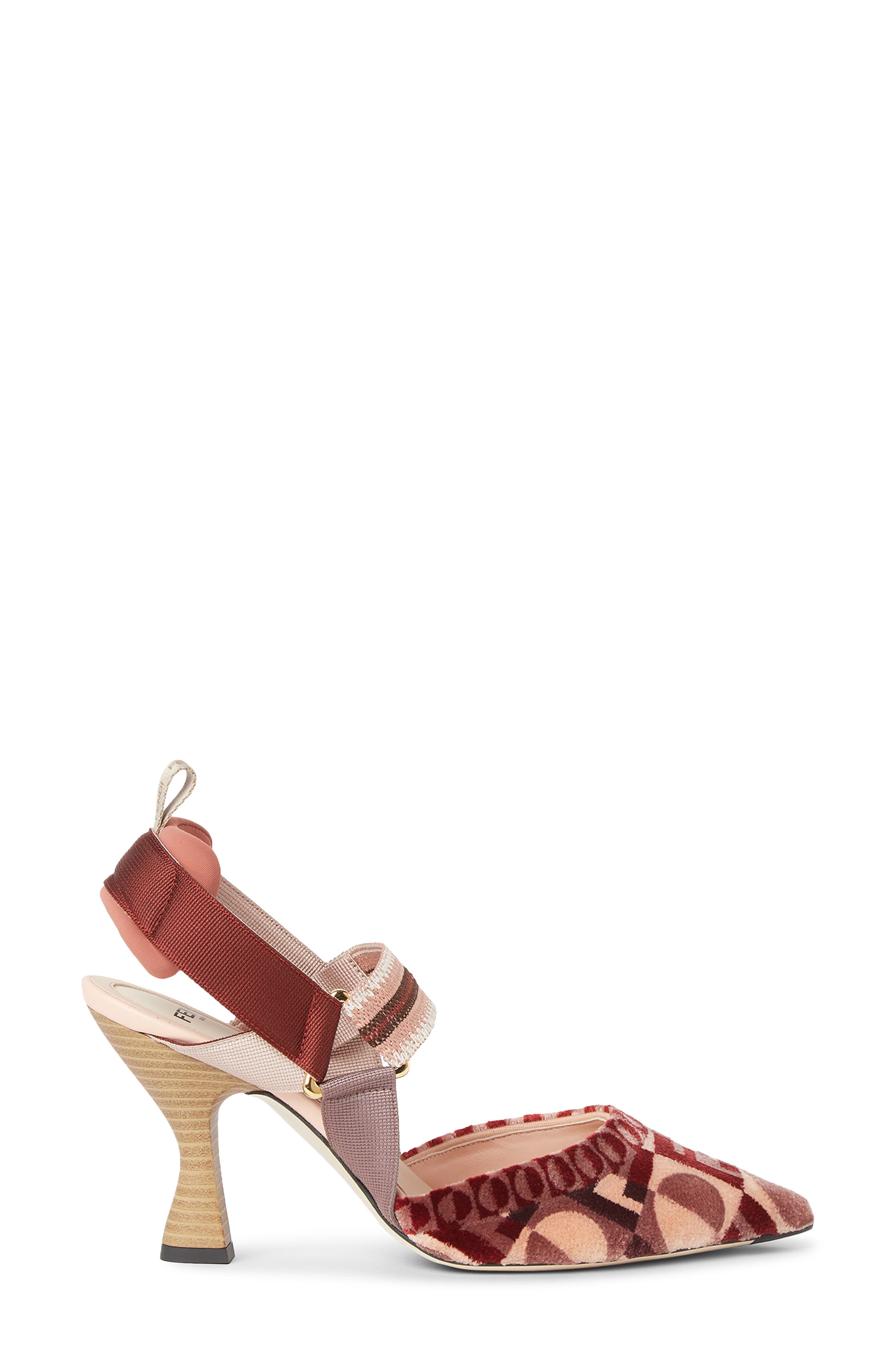 Fendi Colibri Pointed Toe Slingback Pump, Alternate, color, Beige/ Rose/ Brown