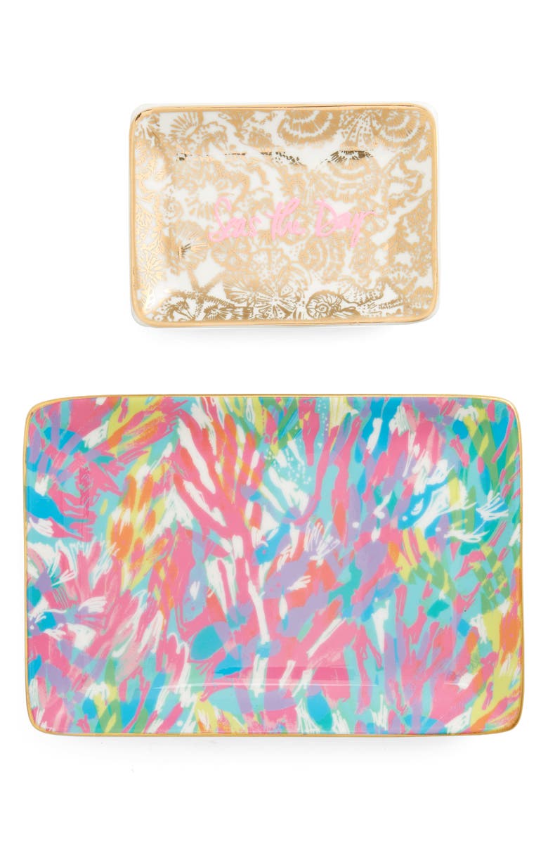 Lilly Pulitzer<sup>®</sup> Set of 2 Ceramic Trinket Trays, Main, color, 