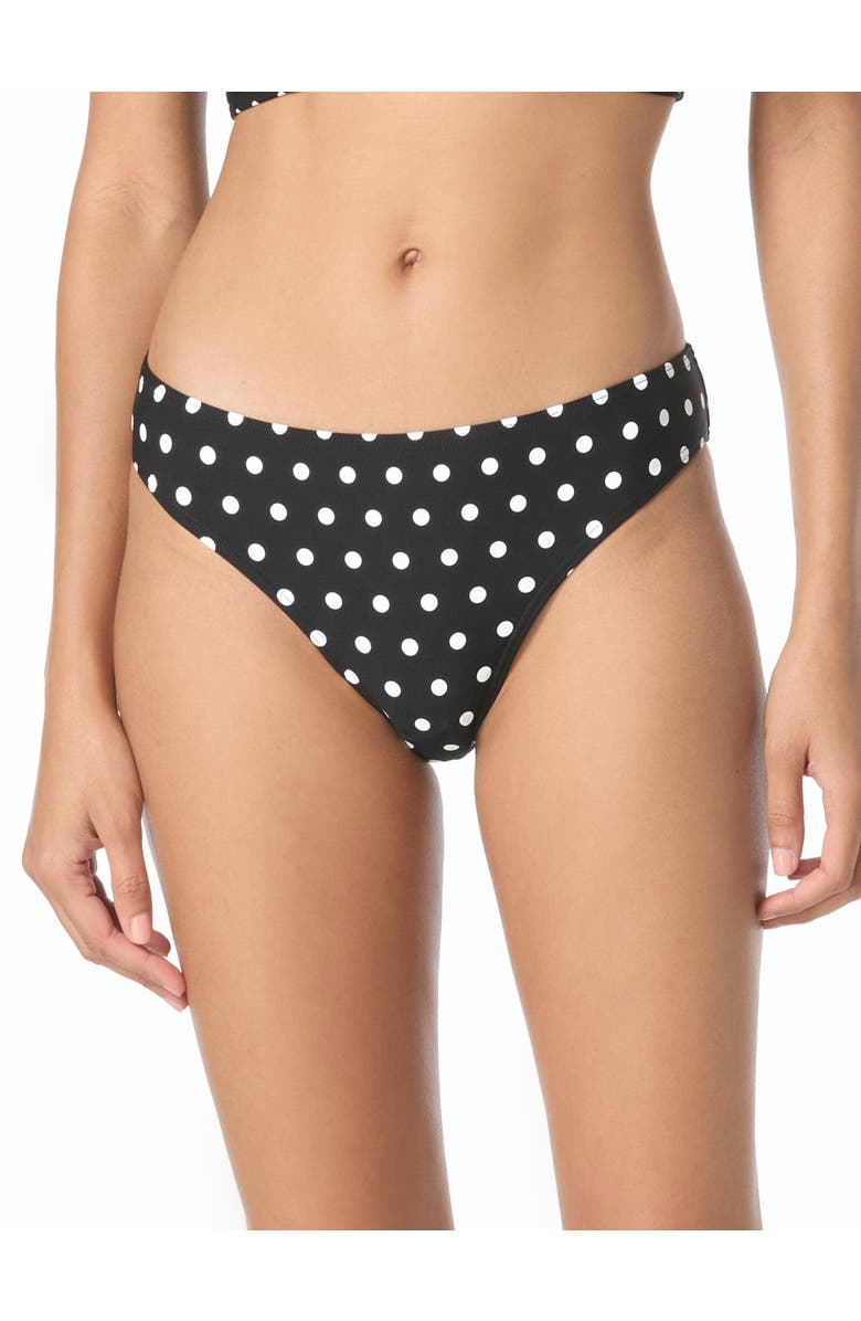 MICHAEL Michael Kors Classic Dot High Leg Bikini Bottom, Main, color, Black