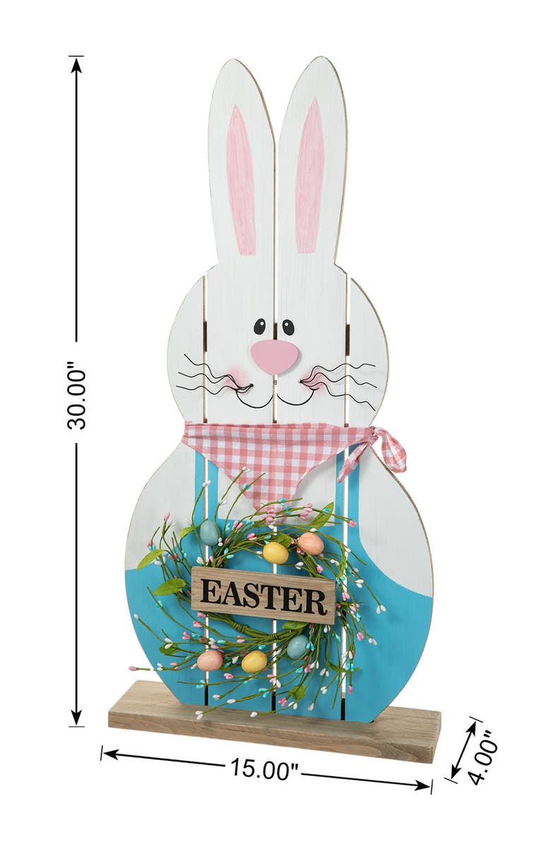 Glitzhome 30"H Easter Wooden Bunny Porch Decor, Alternate, color, White