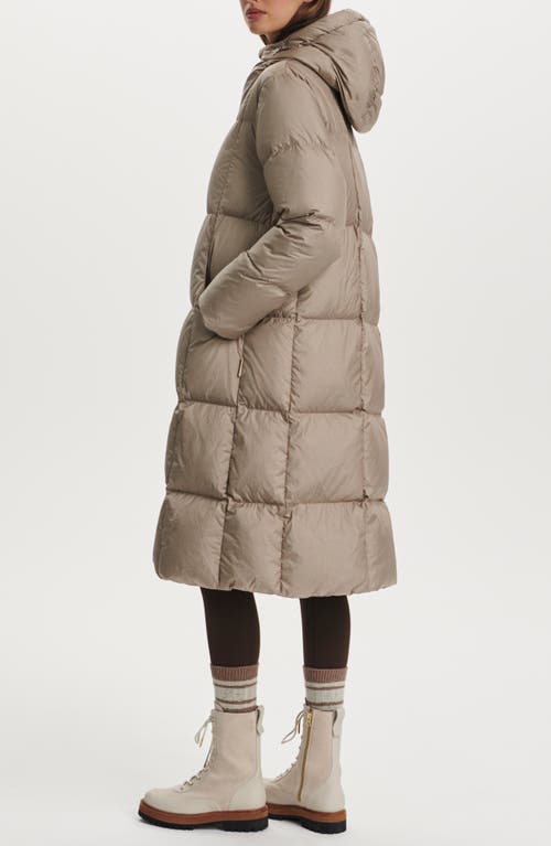Varley Katya Long 800 Fill Power Down Puffer Jacket In Brown