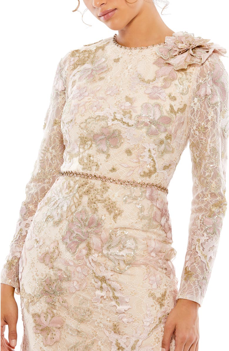 Mac Duggal Floral Embroidered Lace Trumpet Gown, Alternate, color,