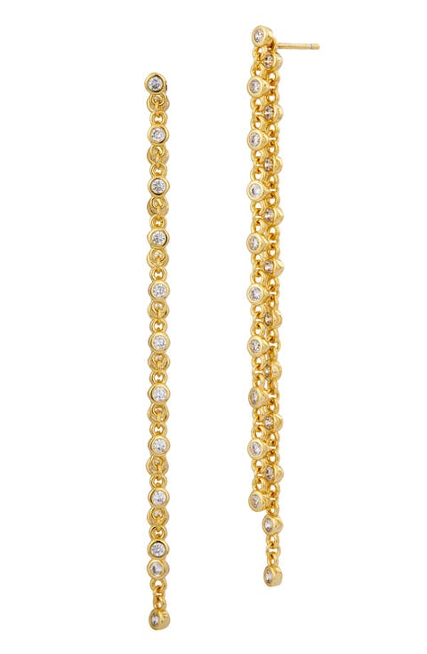 Cubic Zirconia Chain Drop Front/Back Earrings