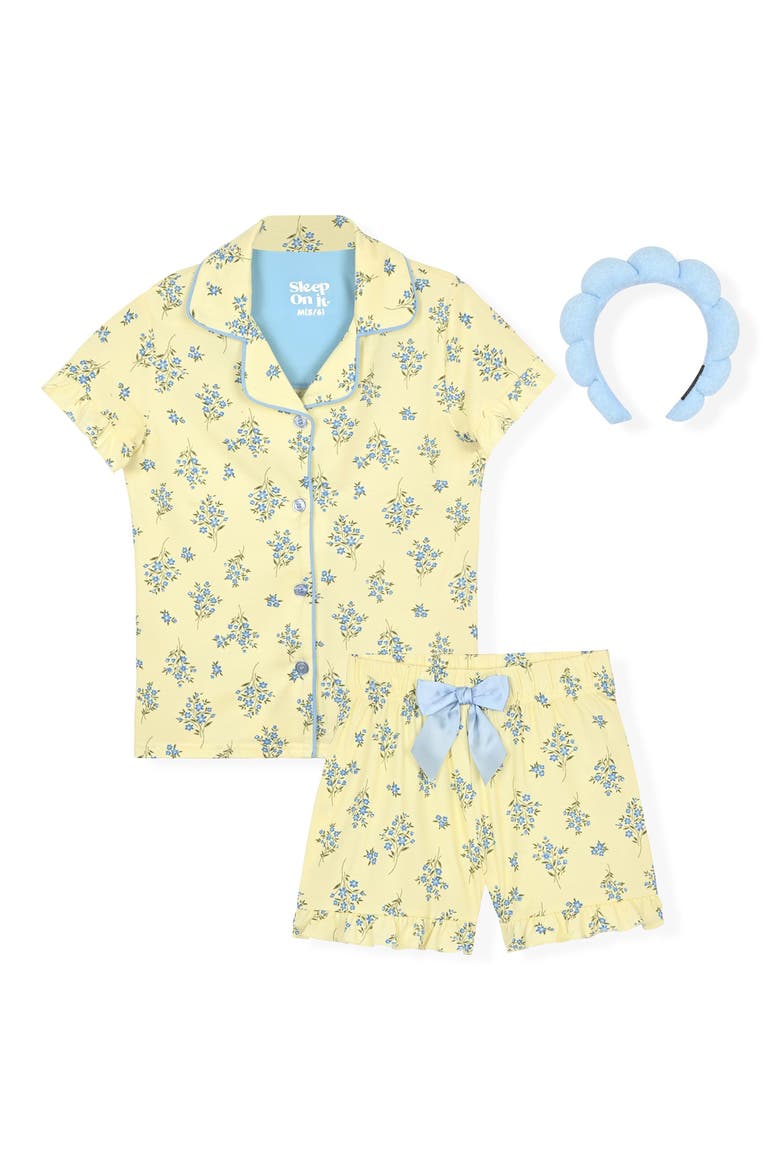 Kids' Two-Piece Coat Short Pajamas & Headband Set, Main, color, YELLOW