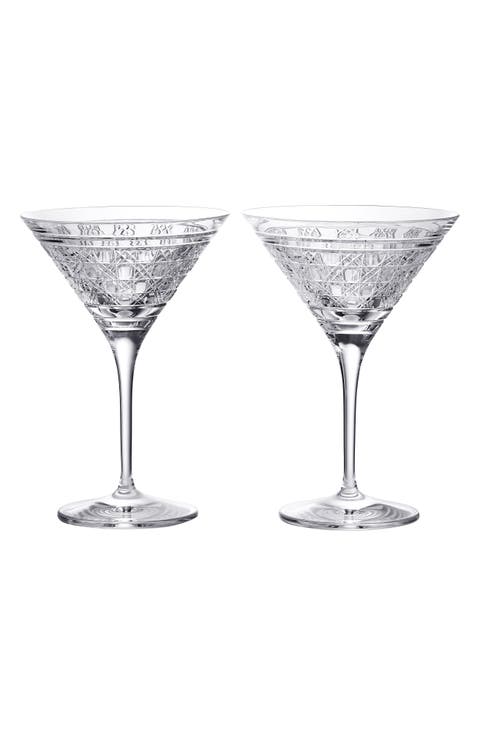 Opulence Set of 2 Lead Crystal Martini Glasses
