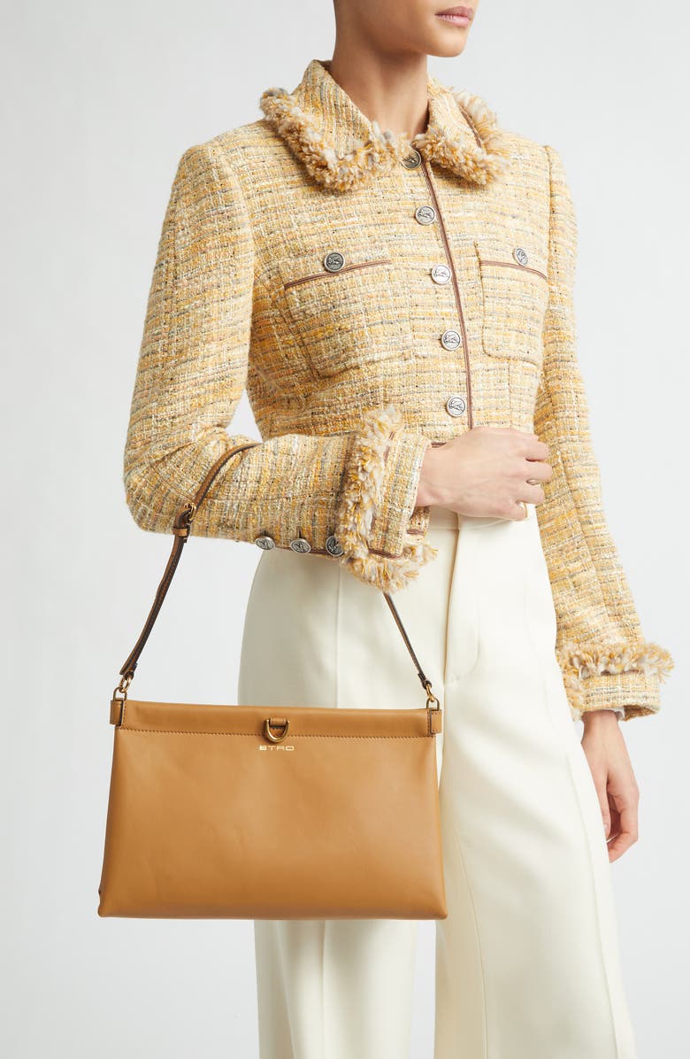 Etro Clutch Talk Leather Clutch, Alternate, color, Ochre