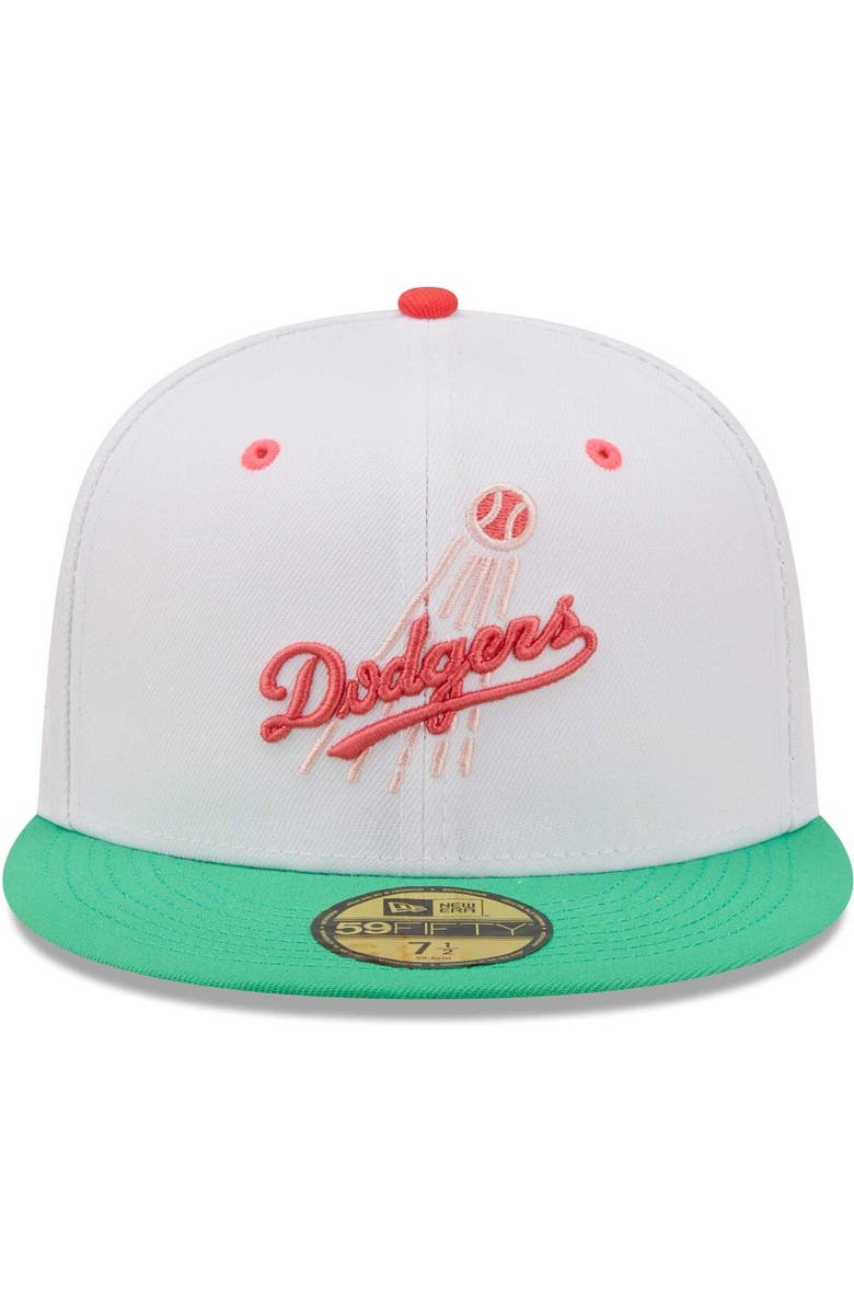 New Era Men's New Era White/Green Los Angeles Dodgers 50th Anniversary in Los Angeles Watermelon Lolli 59FIFTY Fitted Hat, Alternate, color, White