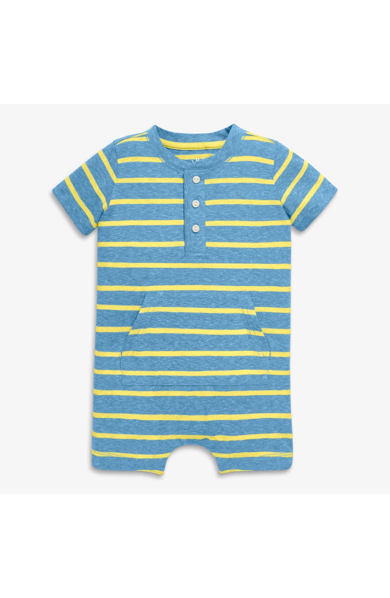 Primary Baby Heathered Henley Shortie In Stripe, Alternate, color, Cornflower Banana Stripe