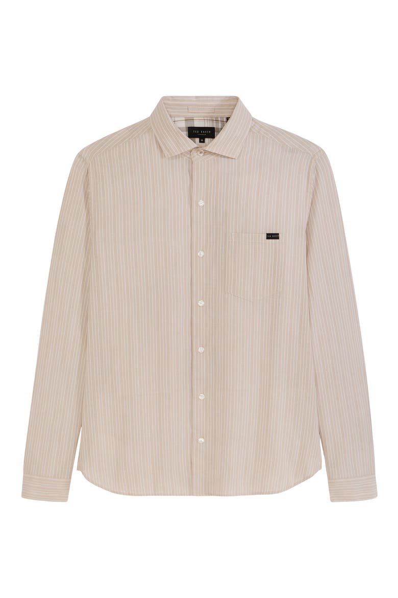 Stripe Long Sleeve Button-Up Shirt, Alternate, color, OXFORD TAN