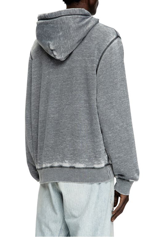 Diesel Hooded Sweater With Kangaroo Pocket And Ribbed Finish In Smoke/grey