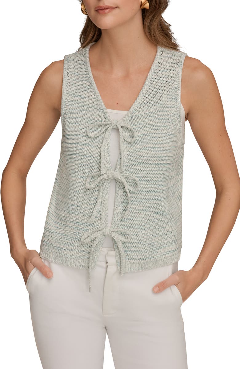 Donna Karan New York Sleeveless Space Dye Cotton Blend Vest, Main, color, Skylight