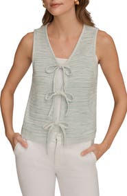 Donna Karan New York Sleeveless Space Dye Cotton Blend Vest