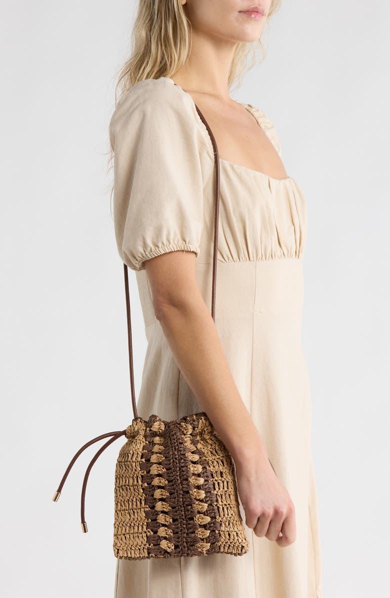Collection XIIX Straw Bucket Bag, Alternate, color, Brown Natural