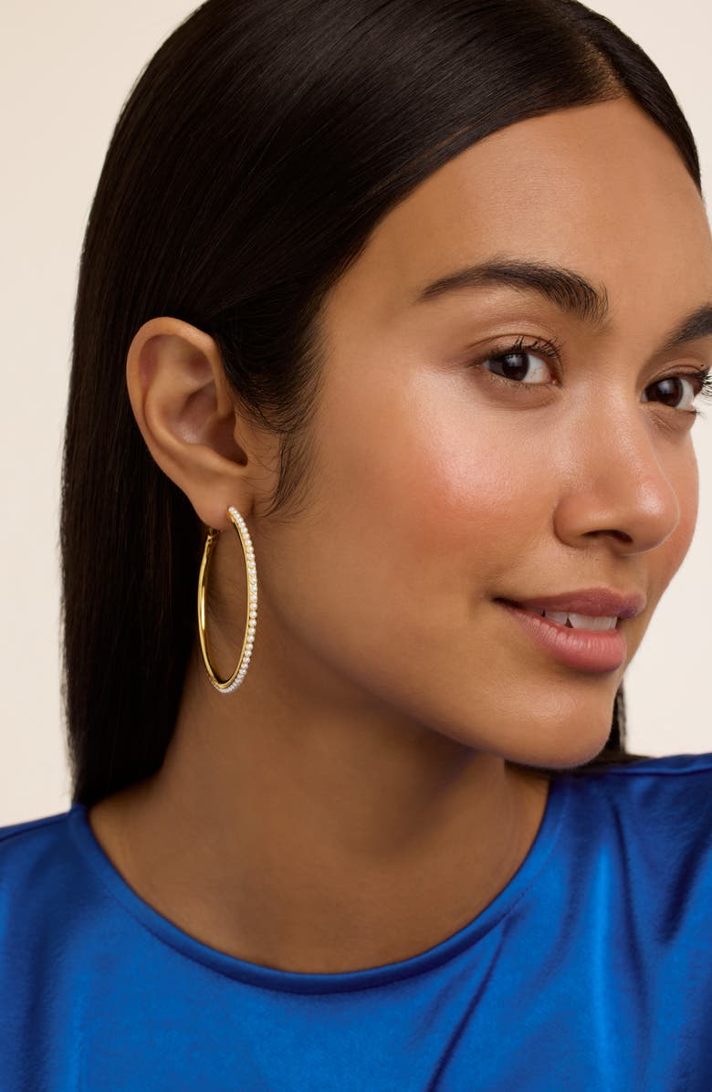 Ted Baker Perla Faux Pearl Hoop Earrings, Alternate, color, Gold Tone/ Pearl