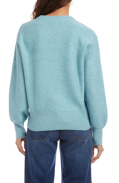 Karen Kane Sequin Crewneck Sweater In Blue