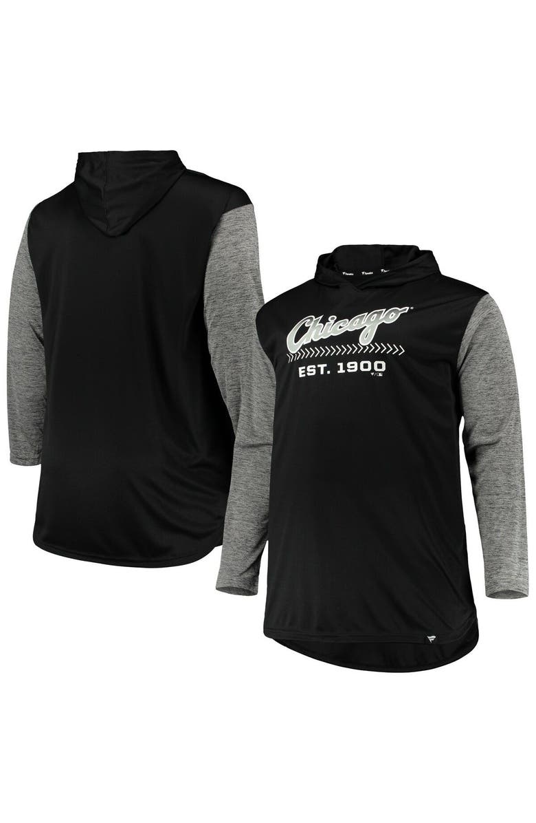 PROFILE Men's Black/Heathered Gray Chicago White Sox Big & Tall Wordmark Club Pullover Hoodie, Main, color, Black