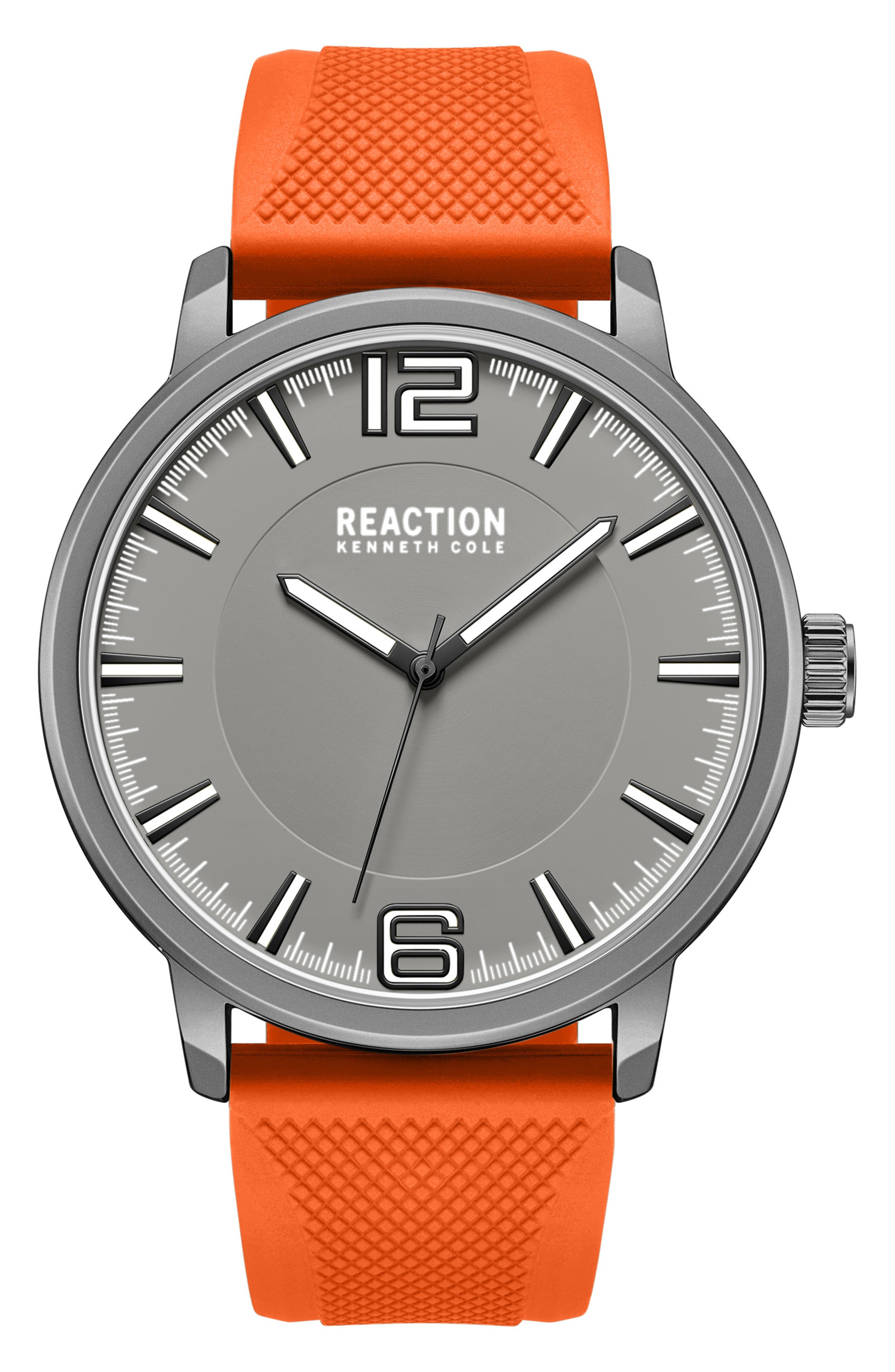 Kenneth Cole Reaction Classic Black Silicone Strap Watch, 44mm