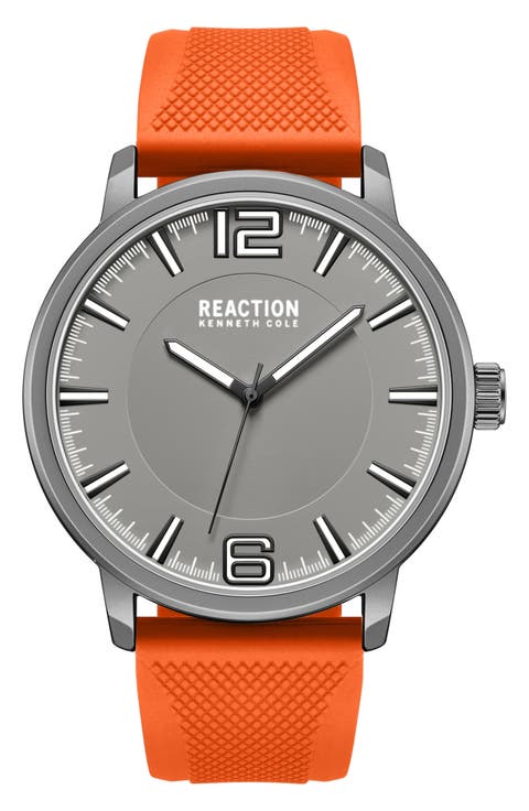 Classic Black Silicone Strap Watch, 44mm