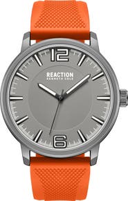 Kenneth Cole Reaction Classic Black Silicone Strap Watch, 44mm