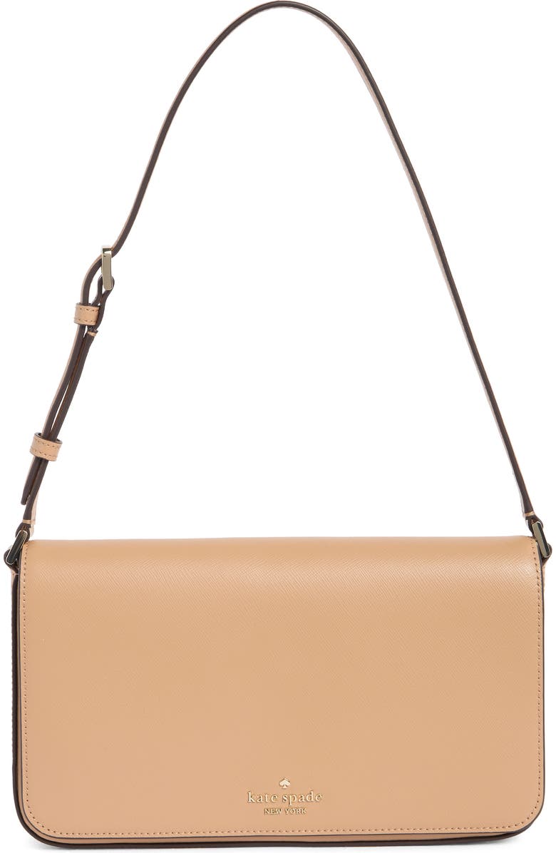 Kate Spade New York staci saffiano leather shoulder bag, Main, color, Light Fawn
