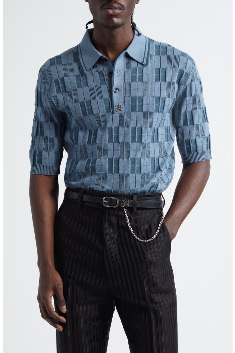 Checkboard Polo, Main, color, VINTAGE BLUE
